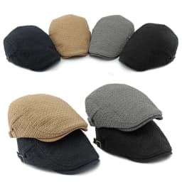Autumn Flat Peaked Cap For Men Solid Knit Beret Hat Women Retro Newsboy Ivy Herringbone Beret Cabbie Forward Hat Adjustable