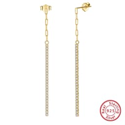 ORSA JEWELS 925 Silver Minimalism Dangle Long Chains Earrings for Women Vintage Cubic Zircon Drop Earings Jewelry Gifts SE111