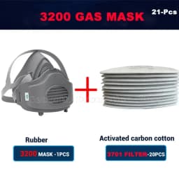21in1 Half Face Dust Mask Respirator Dust-Proof Work Safety Rubber Mask Cotton Filter For DIY House Clean Carpenter Builder Pol