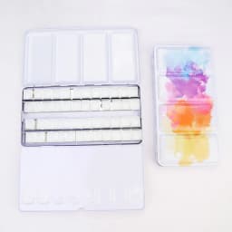 Empty Watercolor Palette Tin Color Mixing Palette Paint Storage Box Iron Paint Tray with Half/Full Pans For Painting