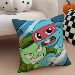 H-Happy Tree F-Friends N-Nutty Pillow Case Anti-dustmite Pillowcase Invisible Zipper Silky Short Plush Sofa Cushion Cover