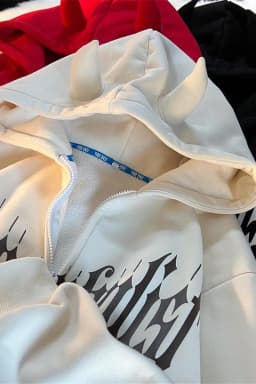Y2K Kawaii Devil Horn Tail Hip Hop Badge Print Hoodies Cardigan Couples Street Loose Casual Zip Up Sweatshirt Harajuku Clothes