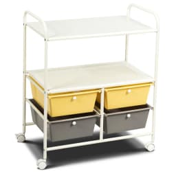 Trolley with 4 stackable drawers, drawer trolley roll container with metal rack and storage space, bathroom trolley