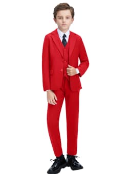 Boys Suits 4-Piece Jacket Vest Pants Tie Random Teen Dress Wedding Performance Prom Formalwear Classic Slim Elegant Age 2-16Y