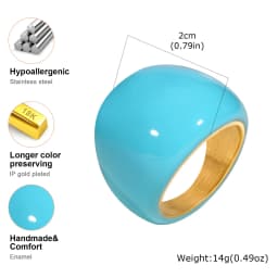 Chunky Open Twist Stackable Rings for Women, Blue Geometric Bold Enamel Crossover Statement Ring Band Waterproof