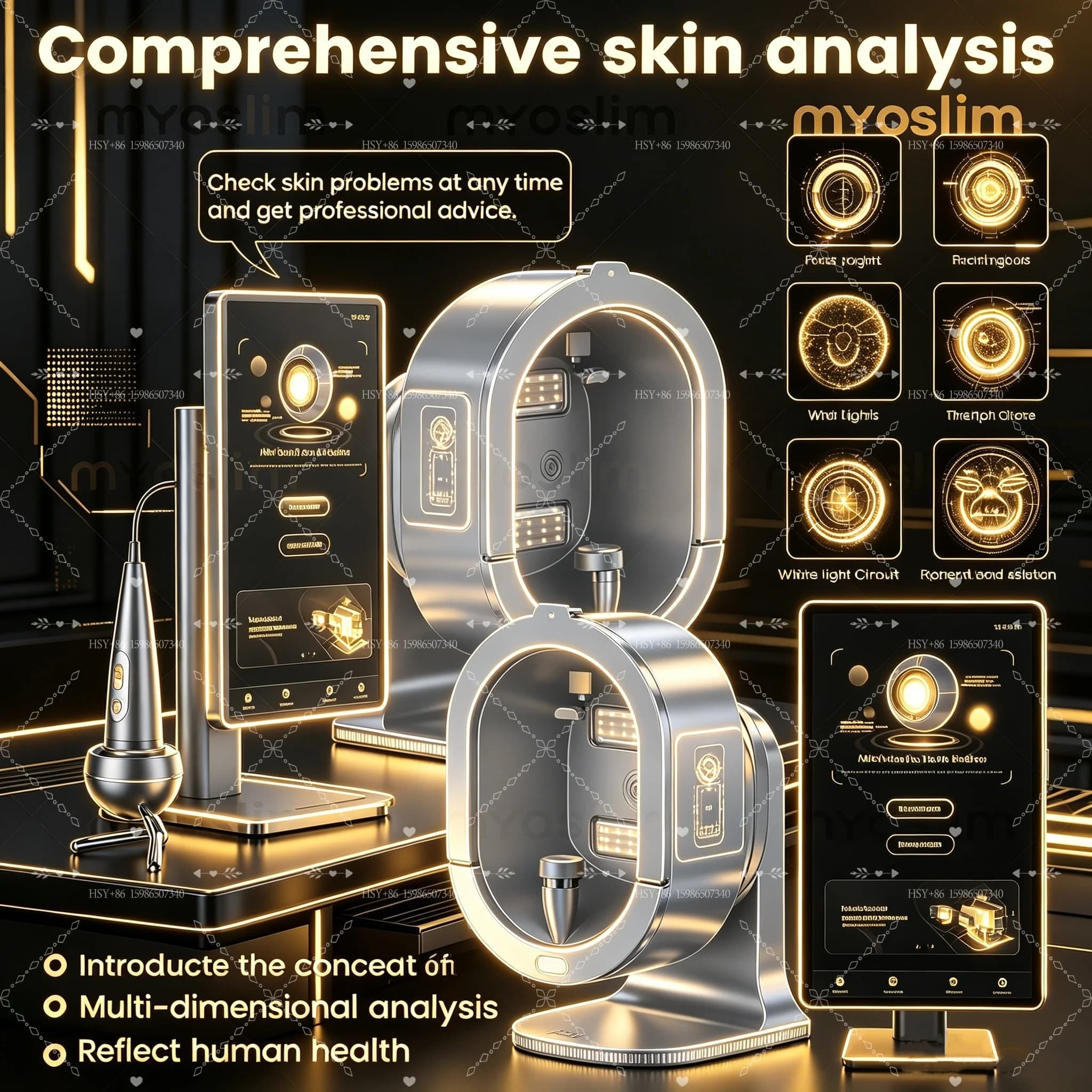 21.5 Inch X5 Facial Skin Analyzer  3D AI Hair Analysis Machine 8 Light Spectrum Skin Analysis Scanner For Business Beauty Care