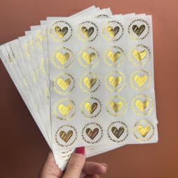 200 Pcs Round Transparent Gold Heart Adhesive Sticker Cute Sealing Label Sticker for Envelope Gift Decor Stationery Sticker