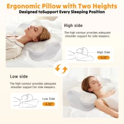 JHK 1 Pack Ergonomic Cooling Cervical Pillow Memory Foam Pillow for Neck Pain Relief Foam Bed Pillow with Cooling Washable Cover Pillowcase
