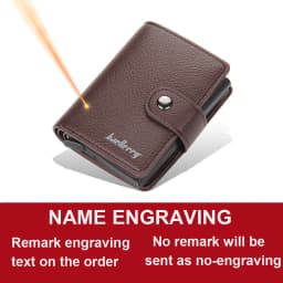 Baellerry New RFID Card Holder Short Men Wallets Name Engraved Brand Male Purse Luxury PU Leather Small Men's Popup Wallet