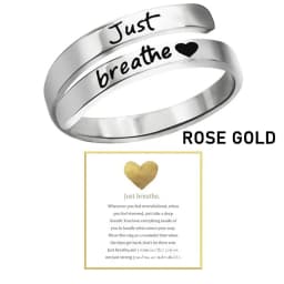 Just Breathe Ring for Women Adjustable Heart Ring Stainless Steel Spiral Wrap Healing Rings I F love you