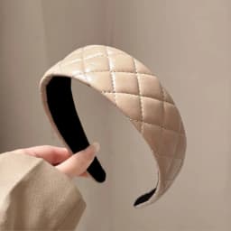 1pc Quilted Faux Leather Headbands Timeless Design Sleek Neutral Tones Perfect Daily Hairstyling Versatile Outfits Chic Luxe