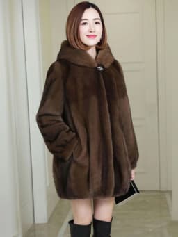 Thickened Medium-Length Faux Fur Plush Jacket Korean Style Slim Fit Double-Sided Winter Coat Women's Cotton-Polyester Blend
