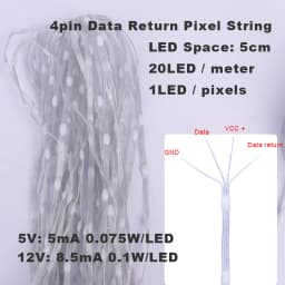 5V 12V 4pin Data Return WS2811 WS2812 LED Seed Pixel String Lights Full Color Individually Addressable RGB for DIY Curtain Light