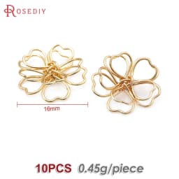 18K Gold Color 3D Wire Flower Charms Pendants High Quality Diy Jewelry Making Necklace Earrings Accessories for Women