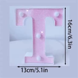 1PC 16cm Pink Glitter LED Letter&Number Lights Battery Powered Decorative Lights For Wedding,Proposal,Birthday,Party,Photo Props