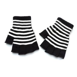 Student Warm Knit Mittens Winter Fingerless Elastic Knitted Gloves Striped Knit Mittens Thicken