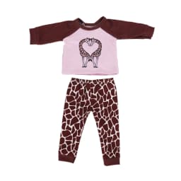Cute Doll Pattern Pajamas for18inch doll&43 cm Reborn doll Flannel Homewear Set with Cartoon Design, Cozy Sleepwear Loungewear