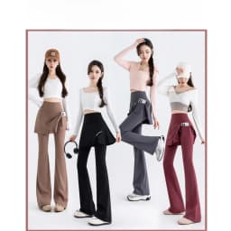 plus Size Micro Flared Yoga Pants Women's New Style Fatter High Waist Slimming Fitness Trousers Butt Covering Skirt Sports Pants