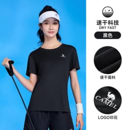 GOLDEN CAMEL Women's T-shirts Moisture-absorbing Quick-dry Cotton t-shirt Short-sleeved Shirts Round Neck Sports Top Breathable