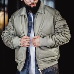 Maden Retro CWU-45P Pilot Jacket Grayish Green Warm Cotton-padded Coat Lapel Versatile Jackets Men's Autumn and Winter Outerwear