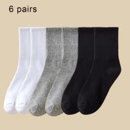 5/6/10 Pairs Women's Mid Socks Solid Color Breathable Comfortable In Autumn Winter Absorbing High-Quality Casual Socks Sports