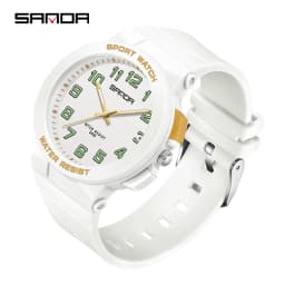 Sanda 6123 Trendy Design Soft Student Watch TPU Strap 50M Depth Waterproof Quartz Movement Children Fashion Sports Wrist Watch