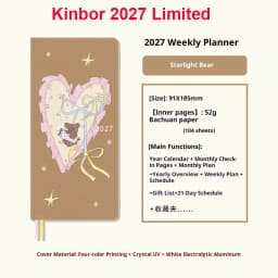 Kinbor Original Undated Weekly Planner, Illustrated Hardcover Journal with Two Pages Per Week, Portable To-Do List Notebook Slim