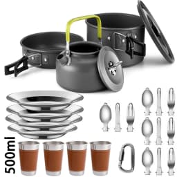 Camping Cooking Set Camping Cookware Travel Tableware Outdoor Picnic Set Teapot For 2-3 People Non-Stick Pots Assorted Sets