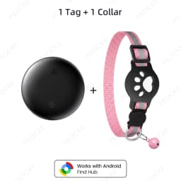 Pets Smart Tracker Tag With Cat Collar Android Alternative to AirTag Works with Google Find Hub Anti-Lost GPS Tracker Locator