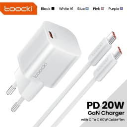 Toocki PD 20W Type C GaN Charger Fast Charging For iPhone 17 16 Pro Max Samsung Xiaomi Mini KR Plug USB-C Charger With 60W Cable