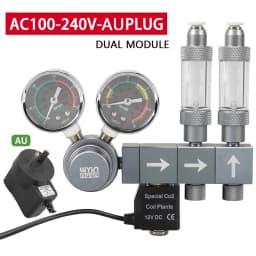 Aquarium CO2 Regulator Dual Meter Solenoid Valve Quick Plug Foam Recorder Control System Fish Tank CO2 Pressure Reducing Valve