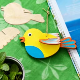 YOMDID 5pcs Unfinished Wooden Ornaments - Blank Wooden Bird Hanging Decorations, Colorful Painted Design (with Hemp Rope)