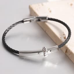 Trendy Braided Wire Bracelet with Metal Bar Accent - Durable Magnetic Lock Jewelry for Men & Women