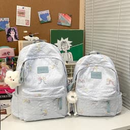 Colorful Bow Full Print Ruched Fabric Backpack Four Colors Available Large Capacity Girls Junior High High School School Bag