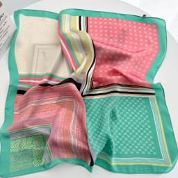 Imitation Silk Red Print Square Scarf For Women, Bandana Spring/Summer Luxury Scarf,Hair Head Band For Dressing Up Your Look
