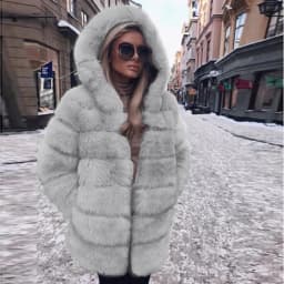 Faux Fox Fur Coats Women Mid Length Jacket Y2k Hooded Coverd Button Long Sleeve Thick Warm Fur Loose Casual 2025 Autumn Winter