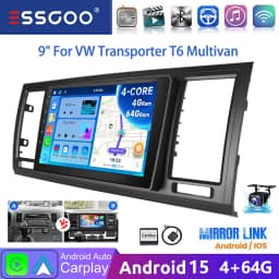 9" Android15 64G Car Stereo Radio For VW T6 Transporter Multivan Wrieless CarPlay Android Auto GPS NAV WIFI RDS FM Bluetooth SWC