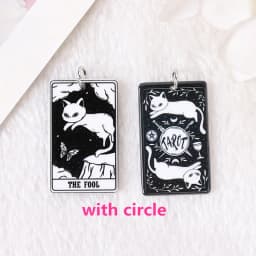 8Pcs 39*23 MM Black White Cat Tarot Card Charms Creative Acrylic Sun Moon And Lovers Jewelry For Earring Necklace Diy
