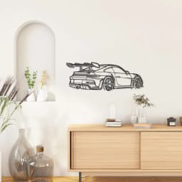 Car Metal Wall Art - Black Metal Carving, Sleek Design with Spoiler & Exhaust Pipes, Easy to Hang Home & Office Decor