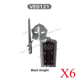 Medieval Military Castle Black Hawk Knight Building Blocks Gothic Cavalry Armor Shield Axe Soldier Figure Accessories Bricks Toy