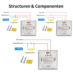 Touch Switch EU LED Crystal Glass Panel Wall Lamp Light Switch 1/2/3 Gang AC100-240V LED Sensor Switches Interruttore