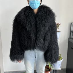 Beiziru Women's Real Mongolian Fur Winter Coat Thick Warm Fashionable Jacket with High-Quality Turndown Collar