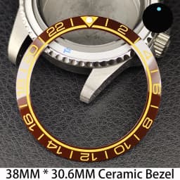 Sloping 38mm * 30.6mm Ceramic/Aluminum Bezel GMT and Diving Watch Insert Fits for 40mm Men's Watch Case Bezel Replacement Insert