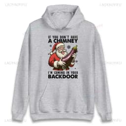 If You Dont Have A Chimney Im Coming in Your Backdoor Funny Santa Christmas Jumper Xmas Rude Adults Offensive Unisex Hoodie