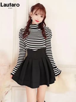 Lautaro Spring Summer Short Black Sweet Cute Kawaii Tiered Mini Skirt Women High Waist Cutecore Clothing Japanese Style Fashio