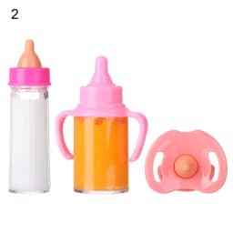 18inch Doll Magic Milk Juice Bottles with Pacifier Bibs Dollhouse Plastic Nipple Bottle fit Newborn Dolls for Toys Accessories