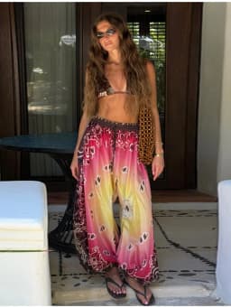 2026 Summer Gradient Contrast Print Harem Pants Oversize Baggy Elastic Waist Boho Trousers Women New Trendy Classy Lady Bottoms