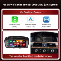 RoadTop 8.8" Wireless CarPlay Display Screen Android Auto Multimedia Linux Screen For BMW 5 Series E60 E61 CCC CIC System