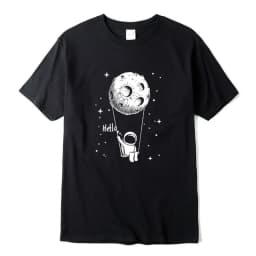 Summer Men T-shirt High Quality Cotton Blend Funny Spaceman Design Printing Casual Short Sleeve Cool Loose Tshirt Male Tops