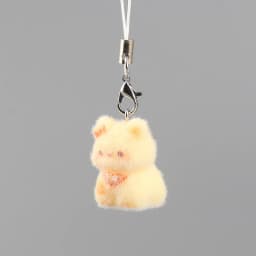 Cute Plush Flocked 3D Resin Cat Keychain Bag Accessory Phone Strap Gift